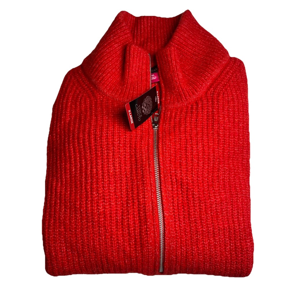 Vince Camuto Women's Half-Zip Pullover Sweater Ribbed Knit XL Crossfire